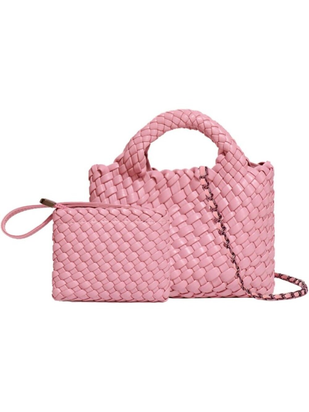 Stylish Woven Tote Bag with Coin Purse, Foldable Crossbody Handbag & Hobo